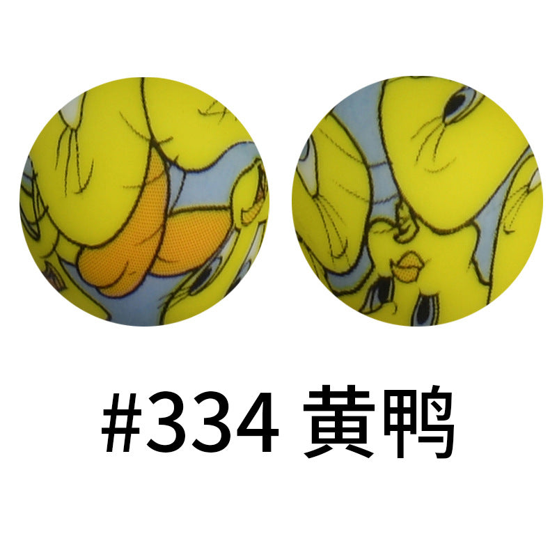 Wholesale 50pcs 16mm Print Silicone Beads Colorful Silicone Water Transfer Beads